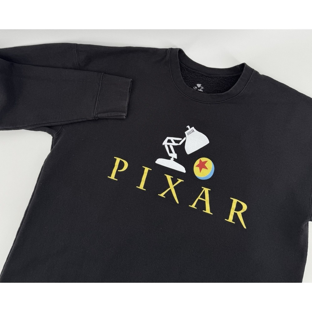 Disney Pixar Logo Long Sleeve T-Shirt Black Cotton Size Medium - Picture 2 of 9